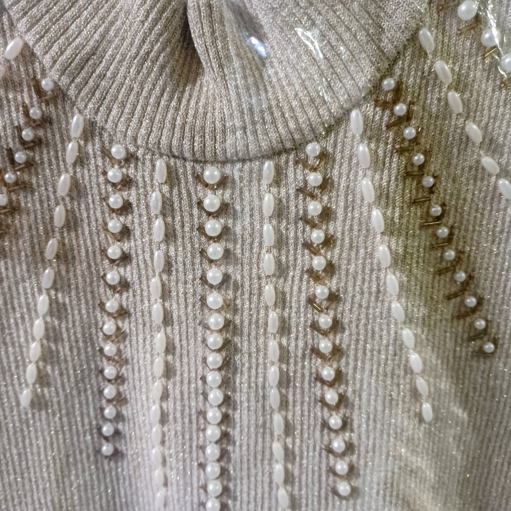 Cable & Gauge Gold Tank Top with Beaded Accents - Picture 2 of 6